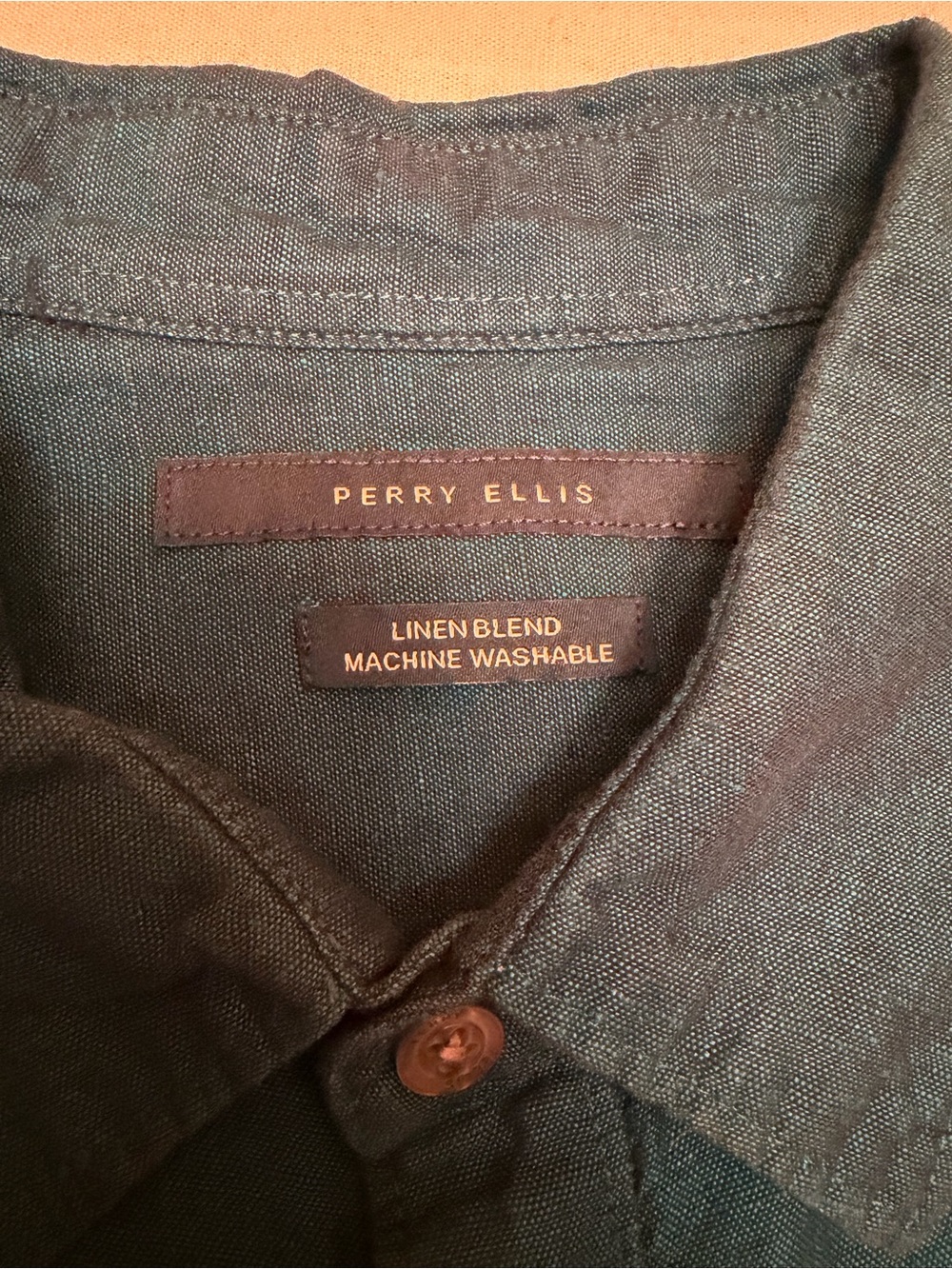 Perry Ellis Lightweight Linen-Blend Button Shirt Jacket in Deep Green